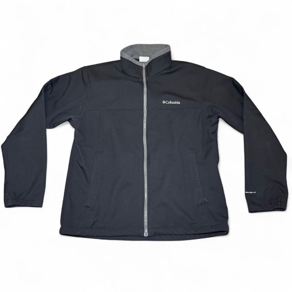 Columbia Men’s Large Softshell Jacket Black Full Zip Omni-Shield Outdoor Coat